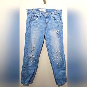 Abercrombie & Fitch - Women's Embellished Distressed Blue Jeans - Size 6 - W 28